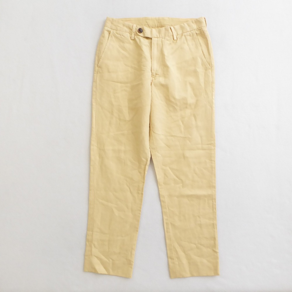 Spier & Mackay Handmade Mens Pale Yellow Cotton Linen Chino Pants Size 30x27"